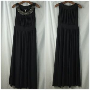 Haani Charcoal Black Embellished Maxi Dress Size M